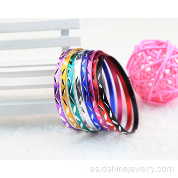 Grabado de hojas brillantes pulsera de aluminio con múltiples colores